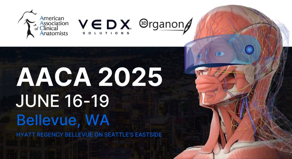 The 3D Organon platform will be featured at the 42nd Annual Meeting of the American Association of Clinical Anatomists (AACA)